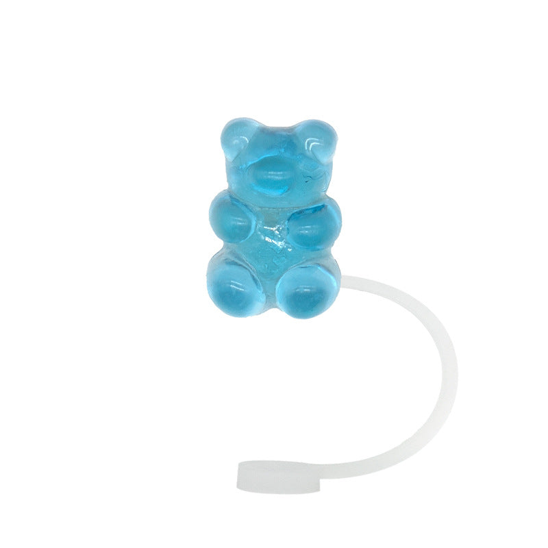 Wholesale 20pcs/pack Cartoon bear silicone straw cap detachable 8-10MM